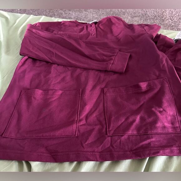 Easy Essentials Plus Size Cozy Set Long Sleeve Red Wine Burgundy (735) - Picture 1 of 4